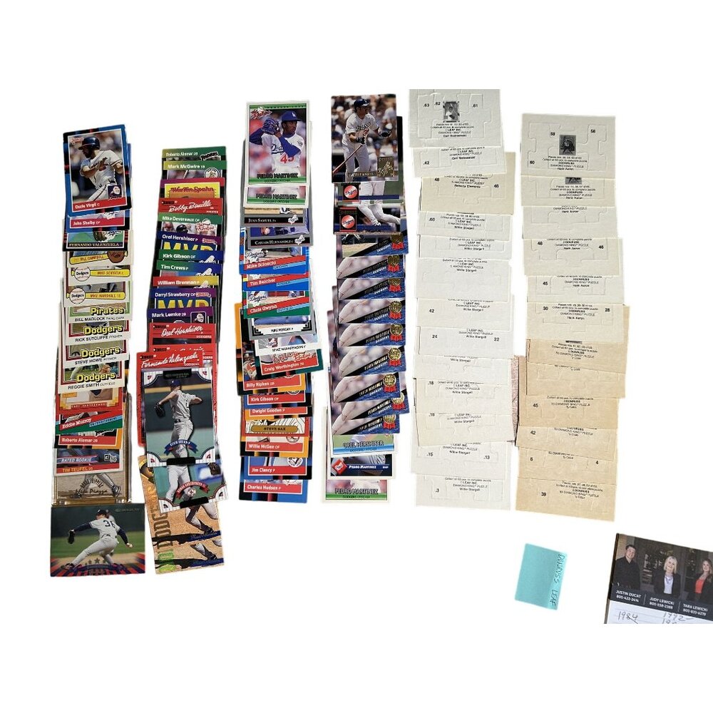 Vintage Donruss & Leaf Baseball Card Collection - 65 MLB Cards & 25 Puzzle cards